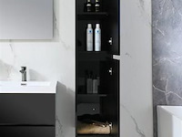 Badkamermeubel 120 cm - hoogglans zwart + witte dubbele wasbak - incl. kranen - afbeelding 7 van  9