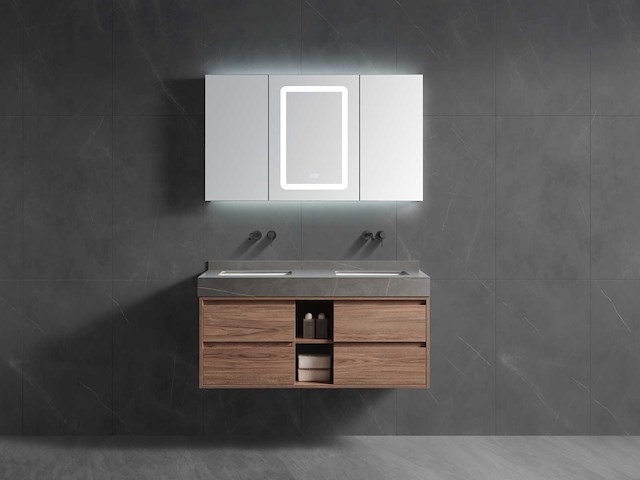 Badkamermeubel 2-persoons - 120cm - kleur walnoot - afbeelding 6 van  13