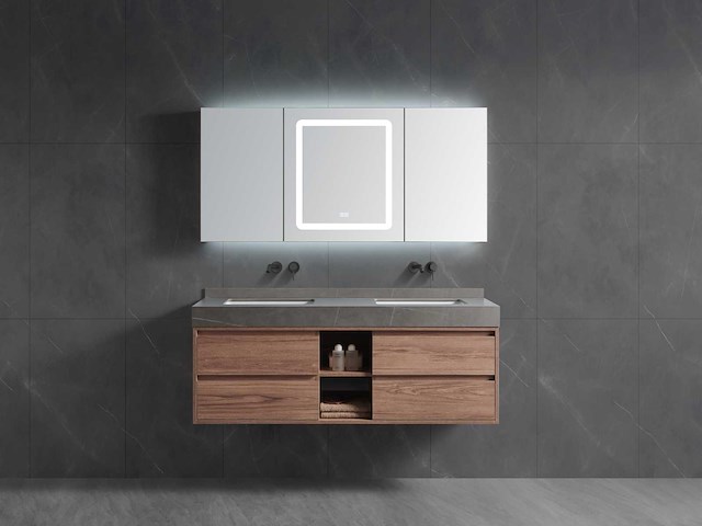 Badkamermeubel 2-persoons - 150cm - kleur walnoot - afbeelding 2 van  5