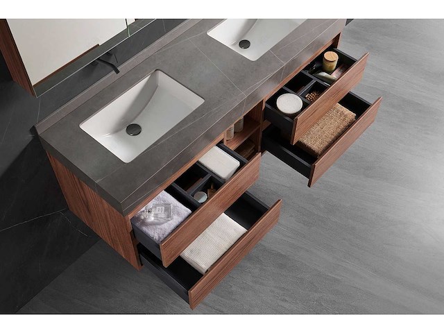 Badkamermeubel 2-persoons - 150cm - kleur walnoot - afbeelding 3 van  5