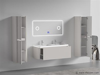 Badkamermeubel 2 persoons 120 cm - taupe - 2 zijkasten, 1 led spiegel - afbeelding 3 van  5