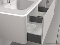 Badkamermeubel 2 persoons 120 cm - taupe - 2 zijkasten, 2 ovale spiegels - afbeelding 4 van  5