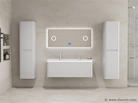 Badkamermeubel 2 persoons 120 cm - wit - 2 zijkasten, 1 led spiegel - afbeelding 2 van  5