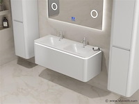 Badkamermeubel 2 persoons 120 cm - wit - 2 zijkasten, 1 led spiegel - afbeelding 3 van  5