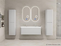 Badkamermeubel 2 persoons 120 cm - wit - 2 zijkasten, 2 ovale spiegels - afbeelding 2 van  5