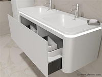 Badkamermeubel 2 persoons 120 cm - wit - 2 zijkasten, 2 ovale spiegels - afbeelding 4 van  5