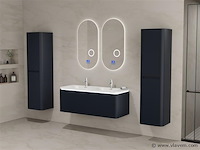 Badkamermeubel 2 persoons 120 cm - zwart - 2 zijkasten, 2 ovale spiegels