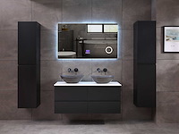 Badkamermeubel 2-persoons 120cm - mat zwart met (hangkast) - afbeelding 2 van  18