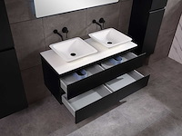 Badkamermeubel 2-persoons 120cm - mat zwart met (hangkast) - afbeelding 4 van  18