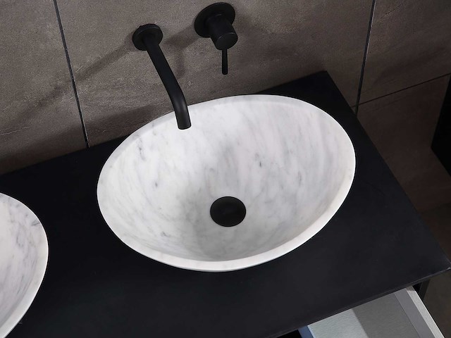 Badkamermeubel 2-persoons 120cm - mat zwart met (hangkast) - afbeelding 7 van  18