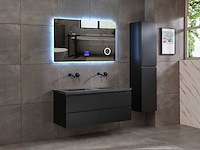 Badkamermeubel 2-persoons 120cm - mat zwart met (hangkast) - afbeelding 1 van  18