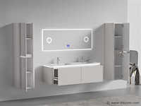 Badkamermeubel 2 persoons 140 cm - taupe - 2 zijkasten, 1 led spiegel - afbeelding 3 van  5