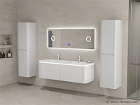 Badkamermeubel 2 persoons 140 cm - wit - 2 zijkasten, 1 led spiegel