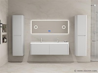 Badkamermeubel 2 persoons 140 cm - wit - 2 zijkasten, 1 led spiegel - afbeelding 2 van  5