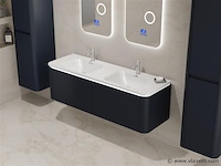 Badkamermeubel 2 persoons 140 cm - zwart - 2 zijkasten, 2 ovale spiegels - afbeelding 3 van  5