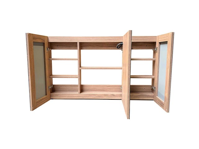 Badkamermeubel 2-persoons met hangkast - 150cm - kleur walnoot - afbeelding 3 van  8