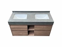 Badkamermeubel 2-persoons met hangkast - 150cm - kleur walnoot - afbeelding 20 van  21