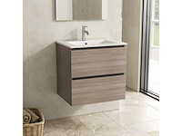 Badkamermeubel 60 cm + wastafel karo, grey oak