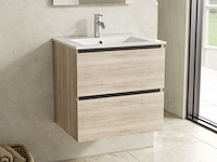 Badkamermeubel 60 cm + wastafel, karo, natural oak