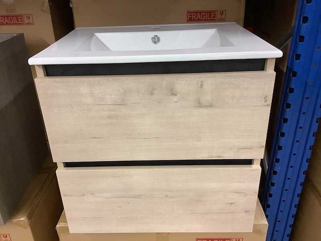 Badkamermeubel 60 cm + wastafel karo, natural oak - afbeelding 2 van  3