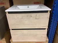 Badkamermeubel 60 cm + wastafel karo, natural oak - afbeelding 2 van  3