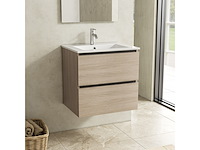 Badkamermeubel 60 cm + wastafel, karo, walnut