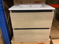 Badkamermeubel 60 cm + wastafel karo, walnut - afbeelding 2 van  3