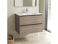 Badkamermeubel 80 cm + wastafel karo, grey oak