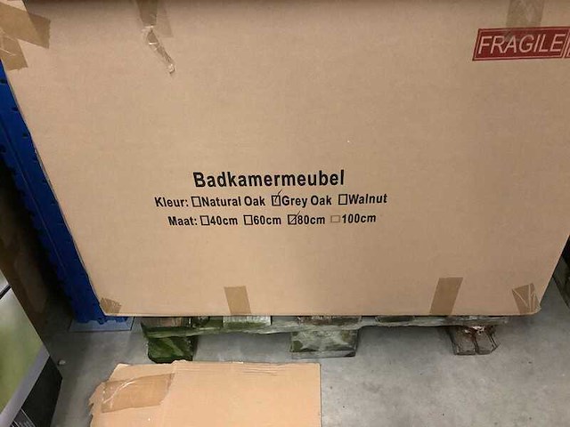 Badkamermeubel 80 cm + wastafel karo, grey oak - afbeelding 3 van  3