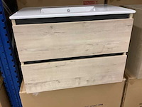 Badkamermeubel 80 cm + wastafel karo, natural oak - afbeelding 2 van  3