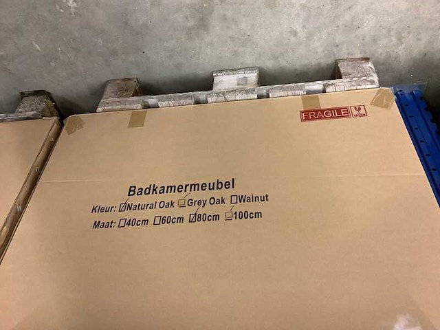 Badkamermeubel 80 cm + wastafel karo, natural oak - afbeelding 3 van  3