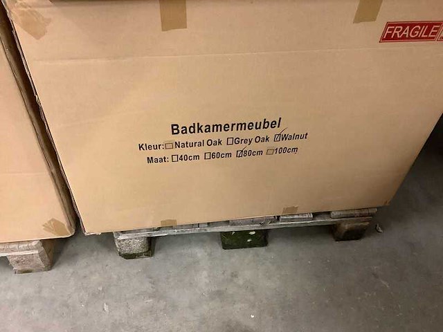 Badkamermeubel 80 cm + wastafel karo, walnut - afbeelding 3 van  3