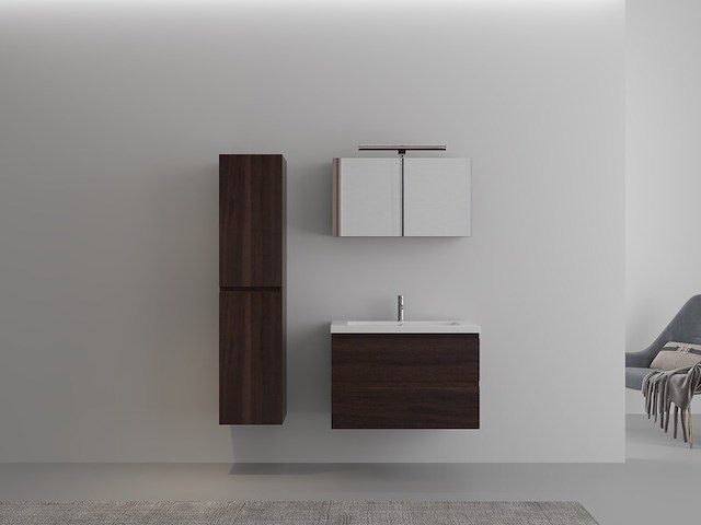 Badkamermeubel vonato, 1-persoons 80 cm, donker hout decor - afbeelding 2 van  4