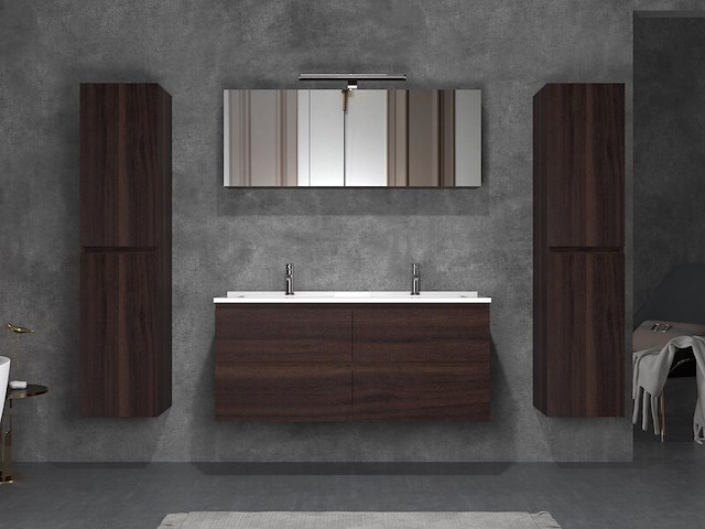 Badkamermeubel vonato, 2-persoons 120 cm, donker hout decor - afbeelding 2 van  4