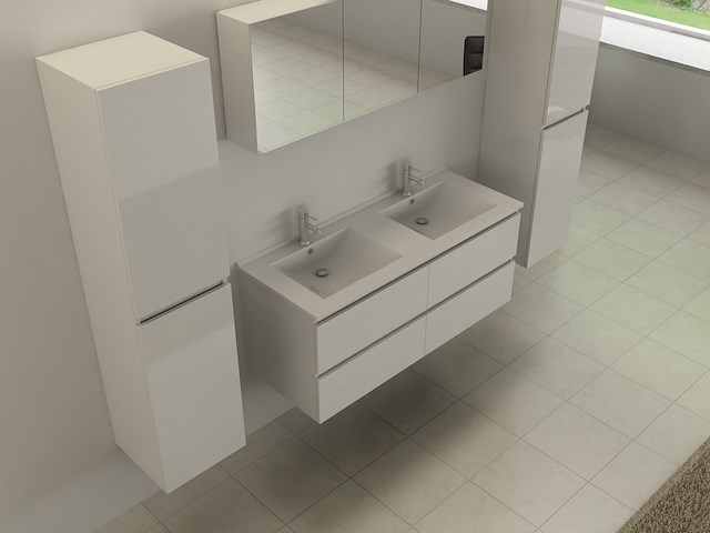 Badkamermeubel vonato, 2-persoons 120 cm, hoogglans wit - afbeelding 2 van  6