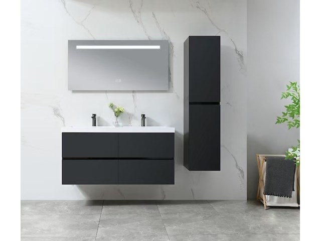 Badkamermeubel vonato, 2-persoons 120 cm, hoogglans zwart - afbeelding 2 van  9