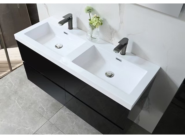 Badkamermeubel vonato, 2-persoons 120 cm, hoogglans zwart - afbeelding 3 van  9