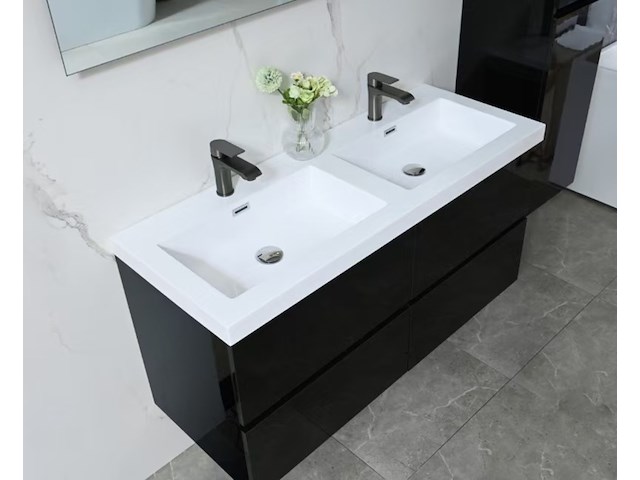 Badkamermeubel vonato, 2-persoons 120 cm, hoogglans zwart - afbeelding 4 van  9