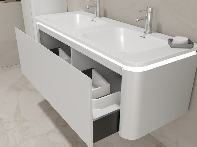 Badkamermeubel vonato, 2-persoons 120 cm, wit - afbeelding 4 van  5