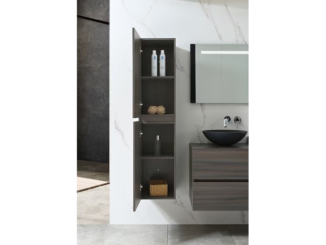 Badkamermeubel vonato, 2-persoons 130 cm, donker hout decor - afbeelding 2 van  12