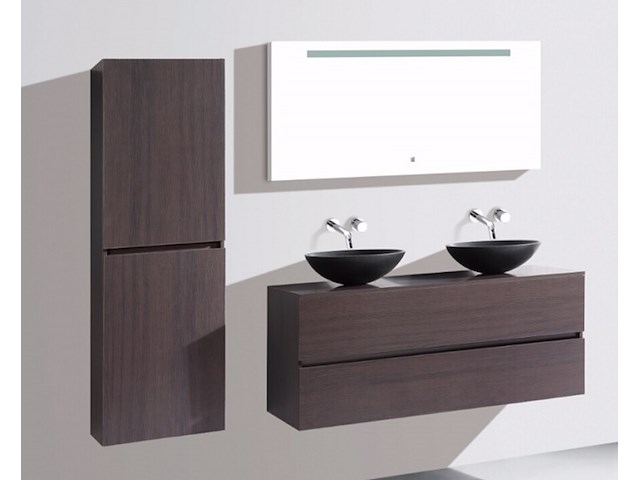 Badkamermeubel vonato, 2-persoons 130 cm, donker hout decor - afbeelding 4 van  12