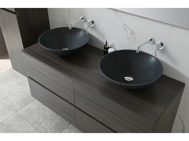 Badkamermeubel vonato, 2-persoons 130 cm, donker hout decor - afbeelding 10 van  12