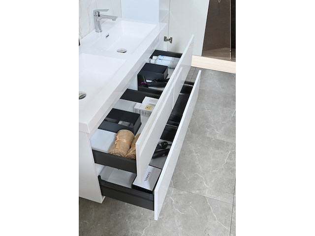Badkamermeubel vonato, 2-persoons 145 cm, hoogglans wit - afbeelding 6 van  9
