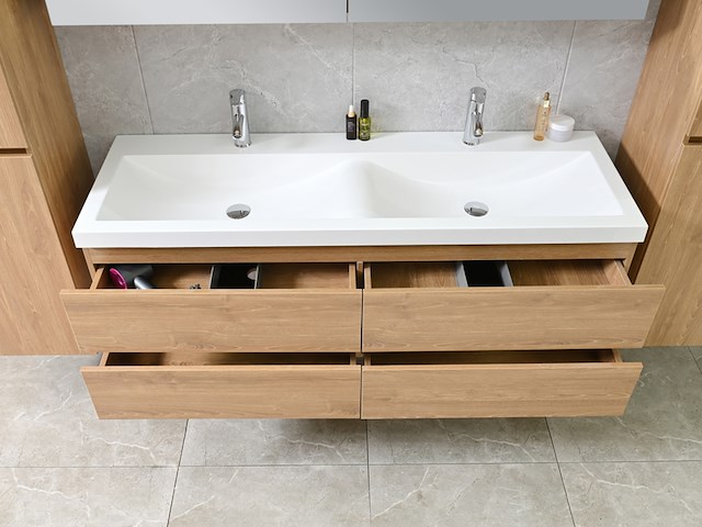 Badkamermeubel vonato, 2-persoons 145 cm, hout decor - afbeelding 4 van  12