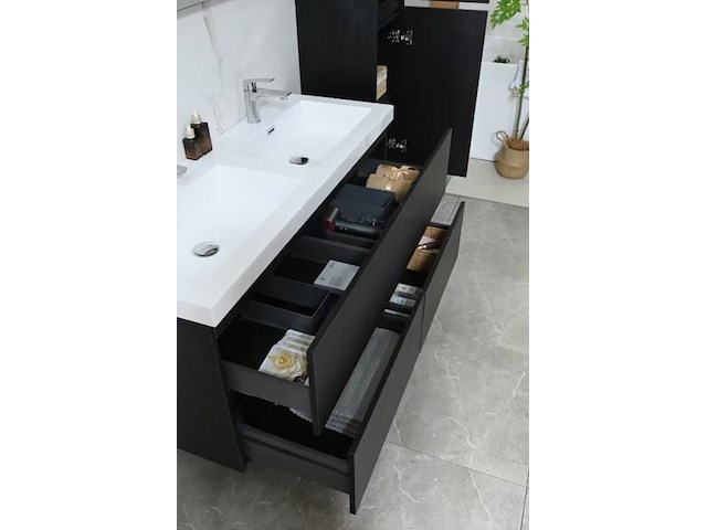 Badkamermeubel vonato, calmwood 120, donker hout decor - afbeelding 5 van  10