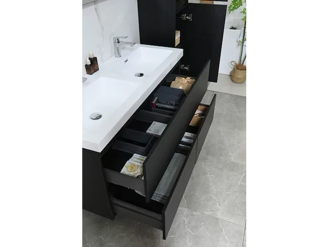 Badkamermeubel, vonato, calmwood 120, donker hout decor - afbeelding 4 van  10