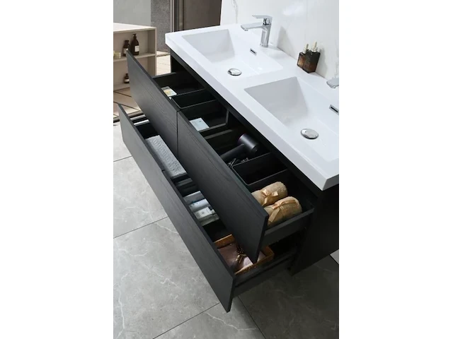 Badkamermeubel, vonato, calmwood 120, donker hout decor - afbeelding 6 van  10