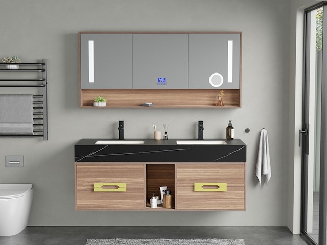 Badkamermeubel vonato, classic 150, donker hout decor - afbeelding 5 van  9