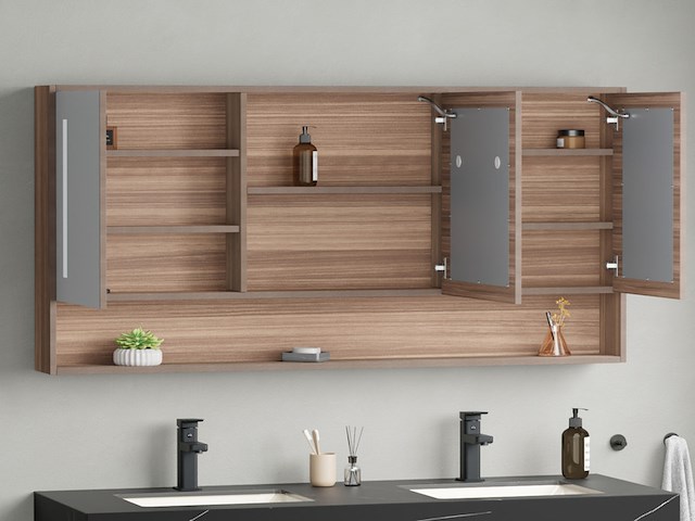 Badkamermeubel vonato, classic 150, donker hout decor - afbeelding 7 van  9