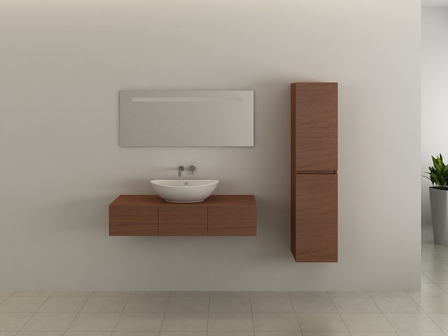 Badkamermeubel vonato, classic 90, bruin/rood hout decor - afbeelding 2 van  5